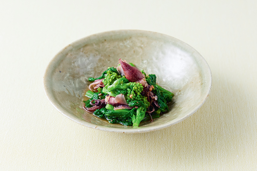 ほたるいかと菜の花のからしあえ