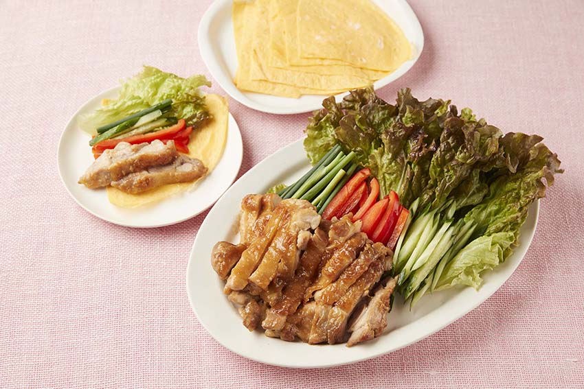 鶏肉のみそ焼き　卵巻き