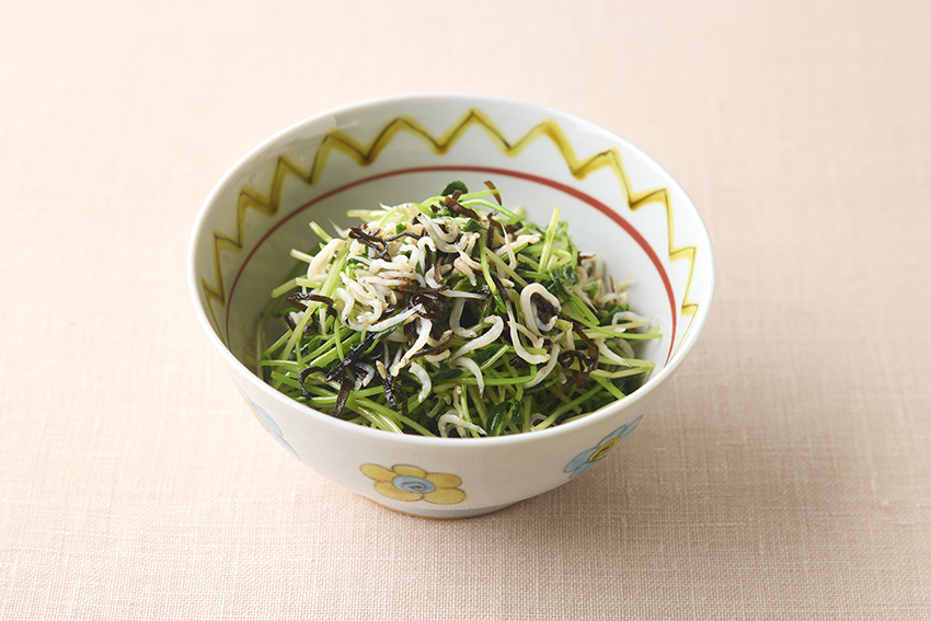 豆苗の塩昆布あえ